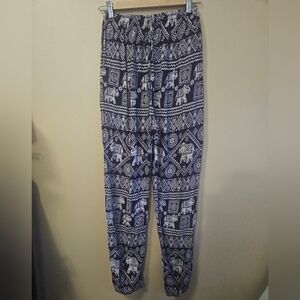 Unbranded Women's Size XL Harem Pants Elephant Tribal Print Lightweight